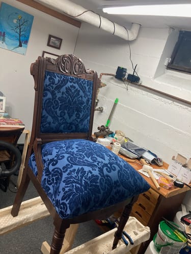Royal Blue Velvet Damask Tone on Tone Fabric