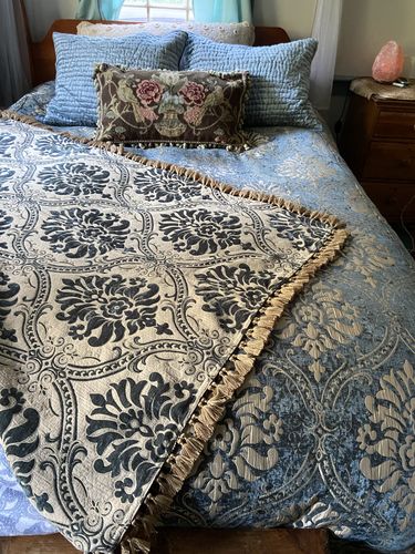 Classic Floral Damask Teal Green Velvet Fabric